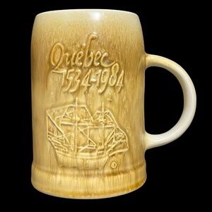 Vintage 1980s Laurentian Pottery Quebec Canada 450th Anniversary 1534-1984 Stein